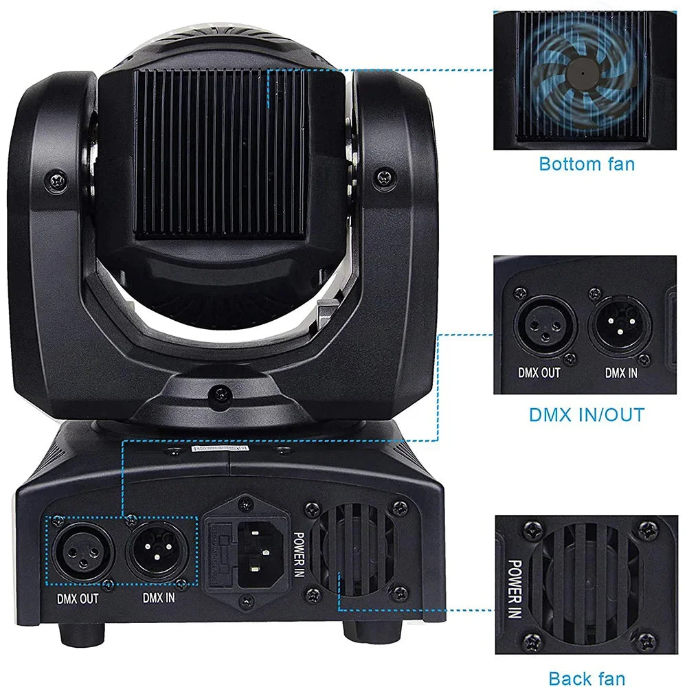 Decorbites™ Großer Wagen 100W Spot Moving Head Bühnenbeleuchtung - DMX-Steuerung, Muster-Effekt