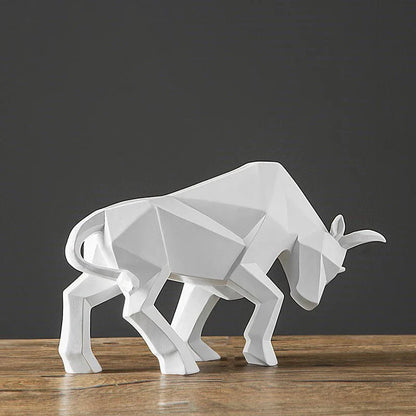 DecorBites™ Geometric Bull Sculpture: Modern Abstract Cattle Figurine for Home Decor
