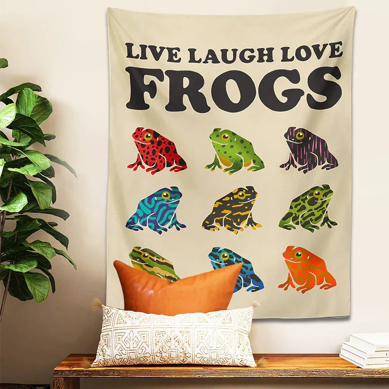 Decorbites™ Frosch-Teppich Wandbehang Psychedelische Hippie-Ästhetik Wandteppiche Heimdekoration