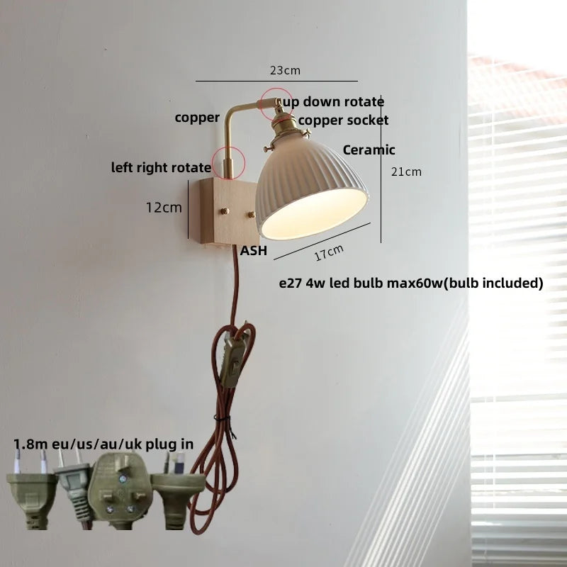 Ceramic Walnut Wall Lamp