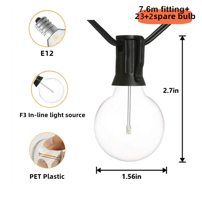 Decorbites™ G40 LED-Lichterkette für Außendekoration und Gartenbeleuchtung zu festlichen Anlässen