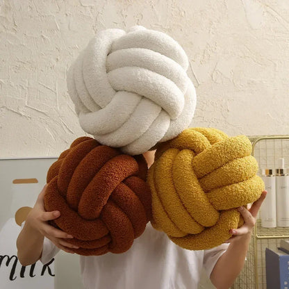 Decorbites™ Lamm-Fleece-Sofabettkissen, hochwertige verknotete Ballkissen für elegante Wohnzimmerdekoration