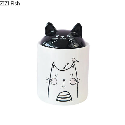 Decorbites™ Schwarze Katze Keramik-Schmuckdose Kosmetikdose Duftgefäß Bonbon-Dosen
