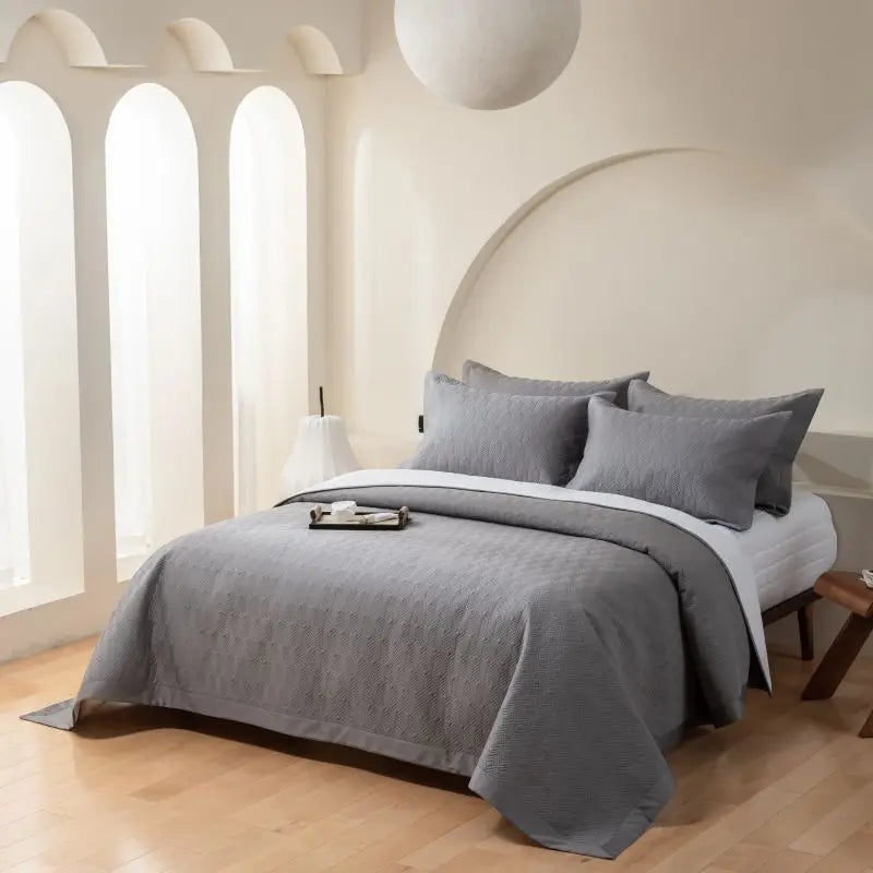 DecorBites™ Egyptian Cotton Solid Color Quilted Bedspread Set, 1000TC, 245x270cm, 3Pcs