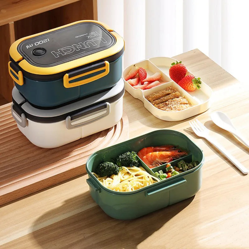 Decorbites™ Kinder 2-Lagiges Bento-Mittagessen-Box, Mikrowellentauglicher Lebensmittelbehälter für Schule & Outdoor-Aktivitäten