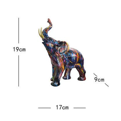Decorbites™ Elefanten-Skulptur: Nordische Malerei Graffiti Harz-Kunstfigur & Heimdekoration Handwerk