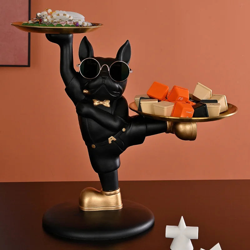 Decorbites™ Französischer Bulldogge Butler Dekoration: Hunde-Statue, Aufbewahrungsbox, Wohnungsornament Geschenk