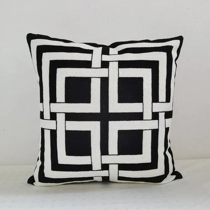 Decorbites™ Geometrisches Stickerei Kissenbezug 45x45 cm Schwarz Grau Weich Gemütlich für Heimdekoration