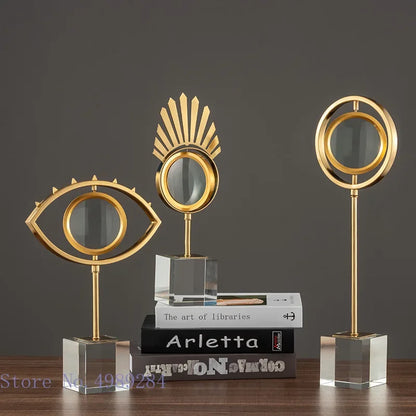 Decorbites™ Goldene Metall-Augen-Lupe mit Kristallglas-Basis - Moderne Heimdekoration
