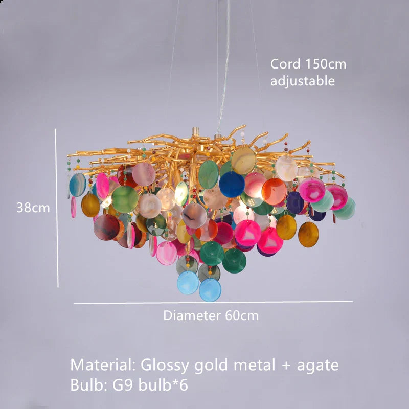 Decorbites™ Achat-Leuchter: Bunte LED-Beleuchtung für Eingangsbereich, Restaurant, Schlafzimmer – Verstellbares Kabel