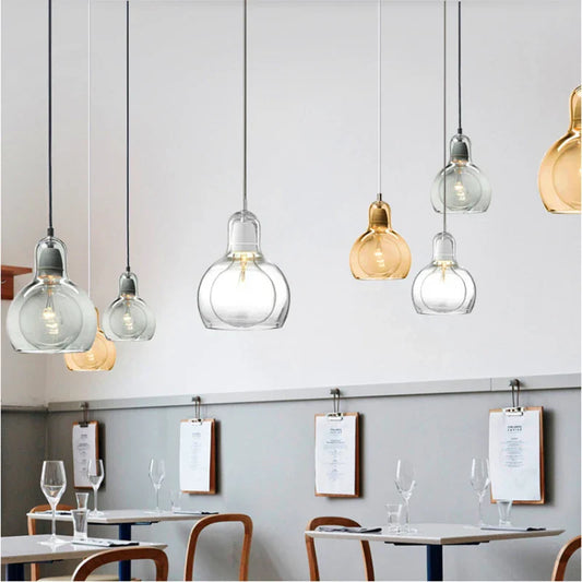Decorbites™ Kürbisglas-Hängeleuchter in klarem Bernstein Modernes Esszimmer-Hängeleuchte