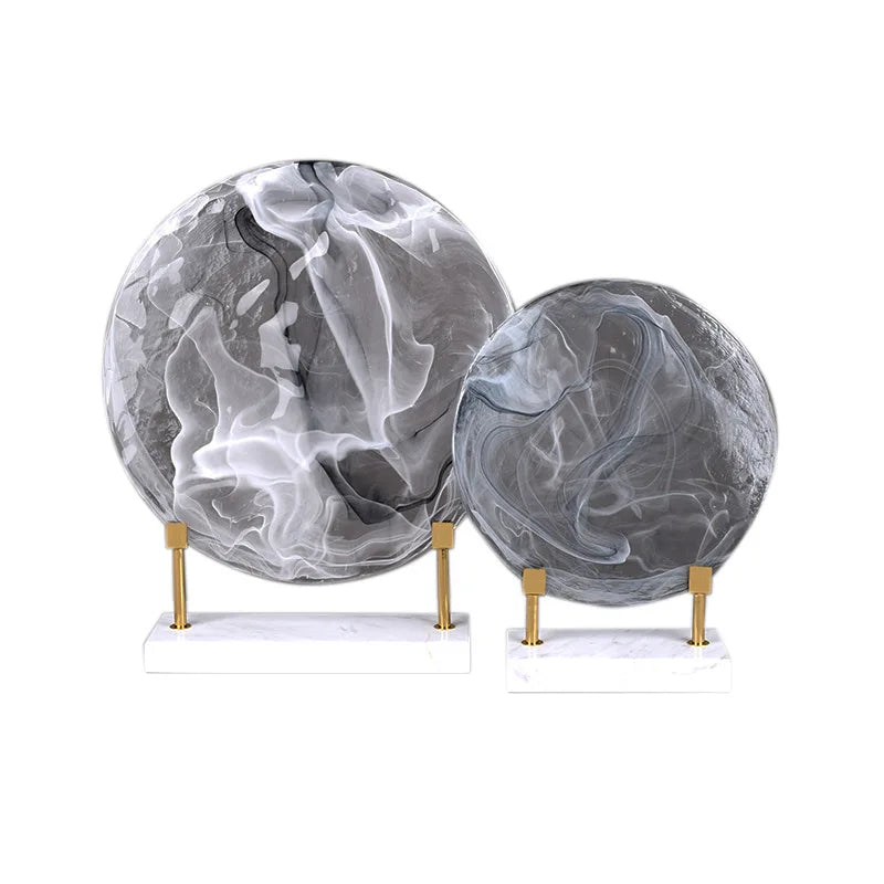 DecorBites™ Geometric Disk Marble Clear Glass Cake Craft Home Decor Figurines