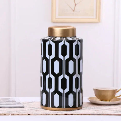 Decorbites™ Geometrische Streifen Keramikvase Heimdekoration Aufbewahrungstank Wohnzimmer Tisch