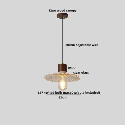 Decorbites™ Japan-Stil Holz-LED-Pendantleuchte mit klarem Glas, höhenverstellbare Hängeleuchte