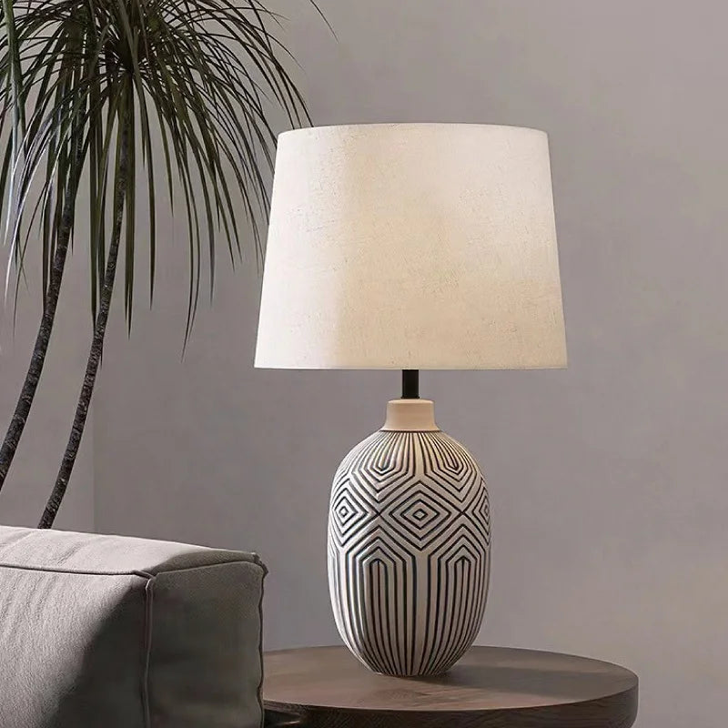 Decorbites™ Japanischer Stil Keramik Tischlampe für Wohnzimmer, Schlafzimmer, Arbeitszimmer – Einfach & Elegant