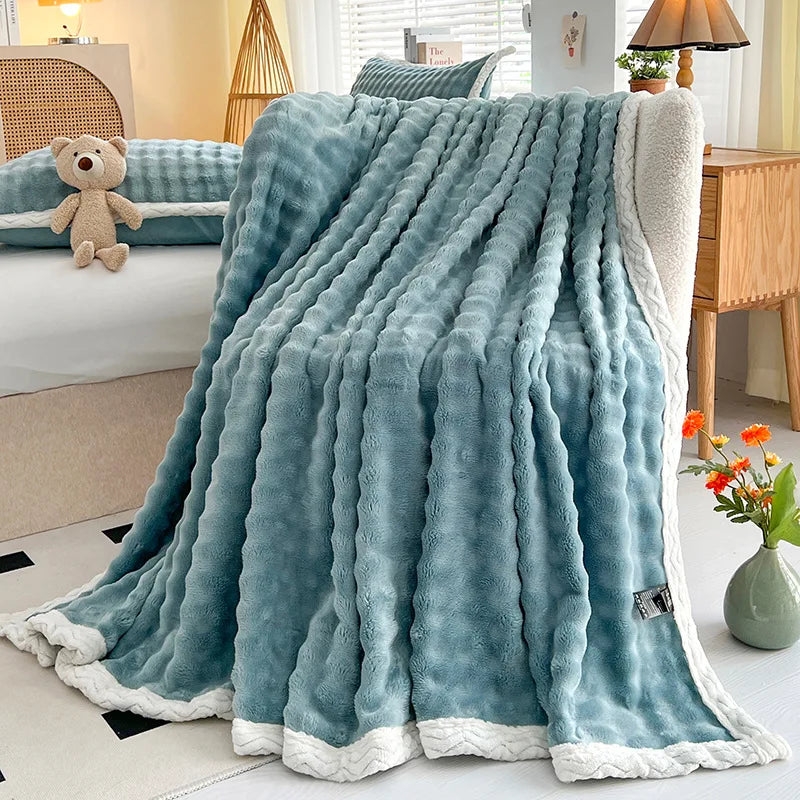 DecorBites™ Cozy Faux Rabbit Fur Throw Blanket for Sofa & Bed, 200X230cm