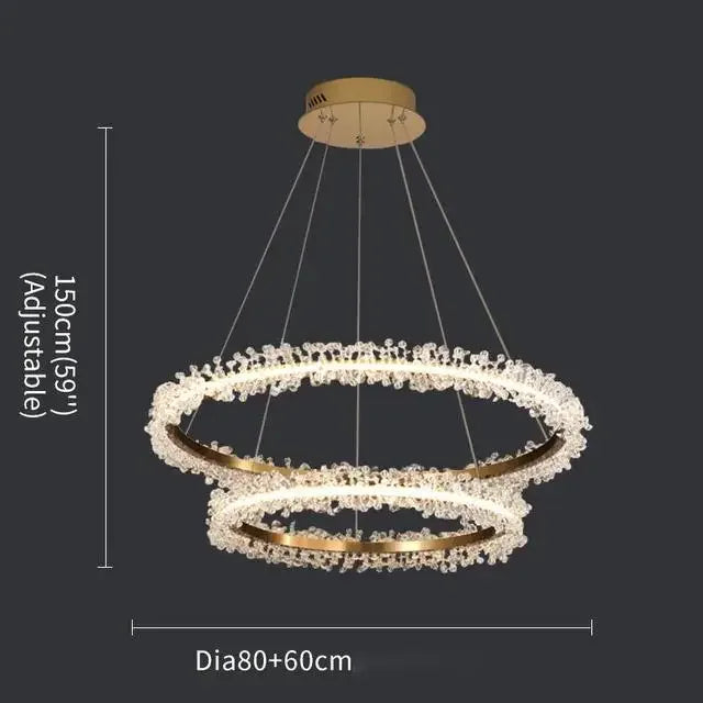 Decorbites™ Kristall-Gold-Ring-LED-Kronleuchter für die Heimdekoration im luxuriösen Wohnzimmer, Esszimmer und Schlafzimmer