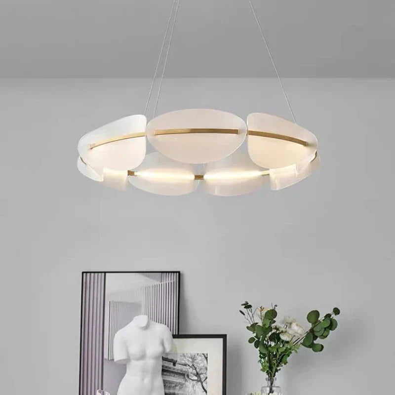 Decorbites™ Goldener Ring Weißer Acryl-Hängerleuchte für Wohnzimmer Esszimmer