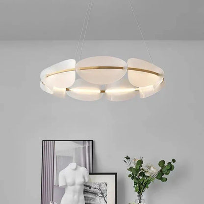 Decorbites™ Goldener Ring Weißer Acryl-Hängerleuchte für Wohnzimmer Esszimmer