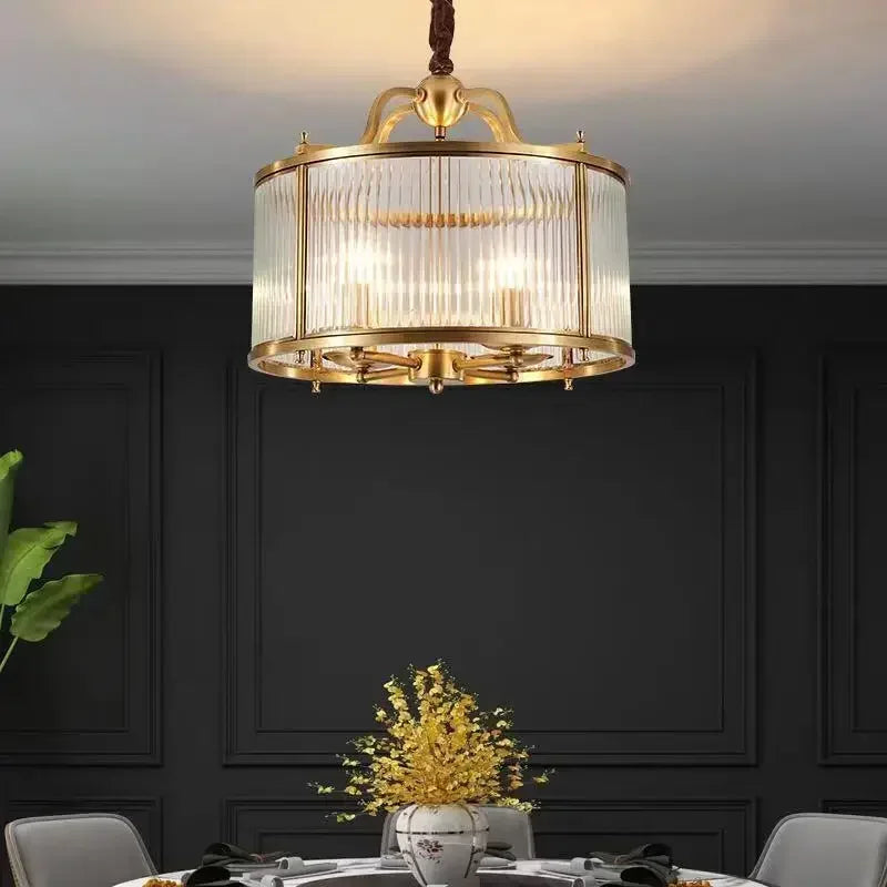 Decorbites™ Glasleuchter: Golden Kupfer Luxus-Deckenpendellampe für das Wohnzimmer