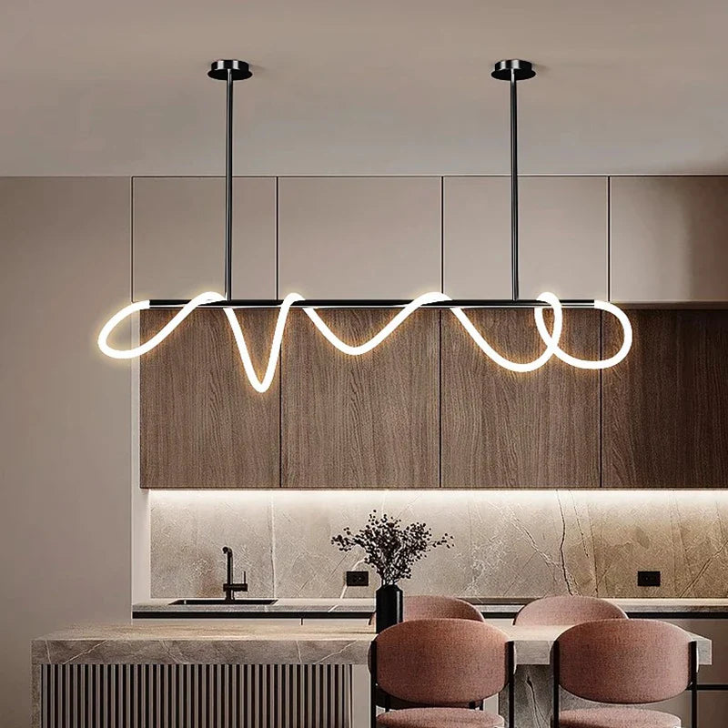 Modern Linear Brushed Stainless Pendant Light