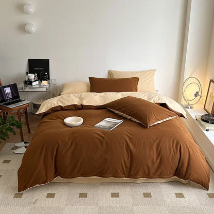 Decorbites™ Baumwoll-Bettwäsche-Set für Queensize-Bett: Bettbezug, Laken, Steppdeckenbezug, Kissenbezüge – Weich & Bequem