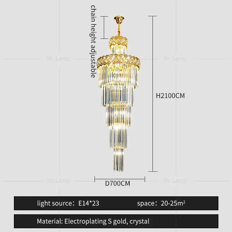DecorBites™ Light Luxury Crystal Chandelier for Elegant Villa Living Room & Hotel Lobby