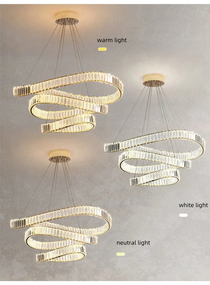 DecorBites™ Crystal LED Pendant Chandelier - Modern Irregular Steel Foyer Lighting