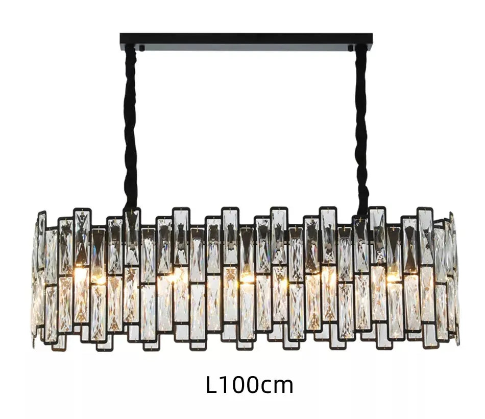 Decorbites™ Schwarzer Kristall-Kronleuchter: Elegante runde Hängeleuchte für Wohnzimmer, Esszimmer und Restaurant