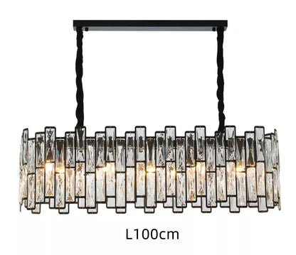 Decorbites™ Schwarzer Kristall-Kronleuchter: Elegante runde Hängeleuchte für Wohnzimmer, Esszimmer und Restaurant