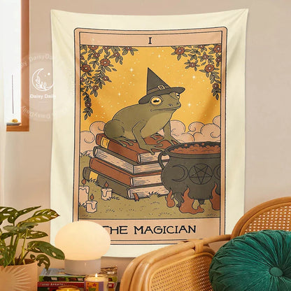 Decorbites™ Frosch-Magie-Tarot-Wandbehang: Vintage-Psychedelisches-Hippie-Ästhetik-Dekor