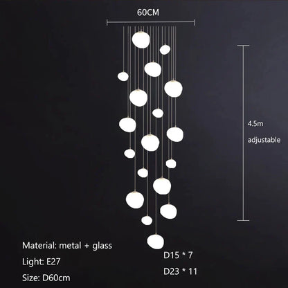 Decorbites™ Gregg Glass Hängeleuchte - Weiße LED-Kieselstein-Pendelleuchte für Villentreppen & Geschäfte