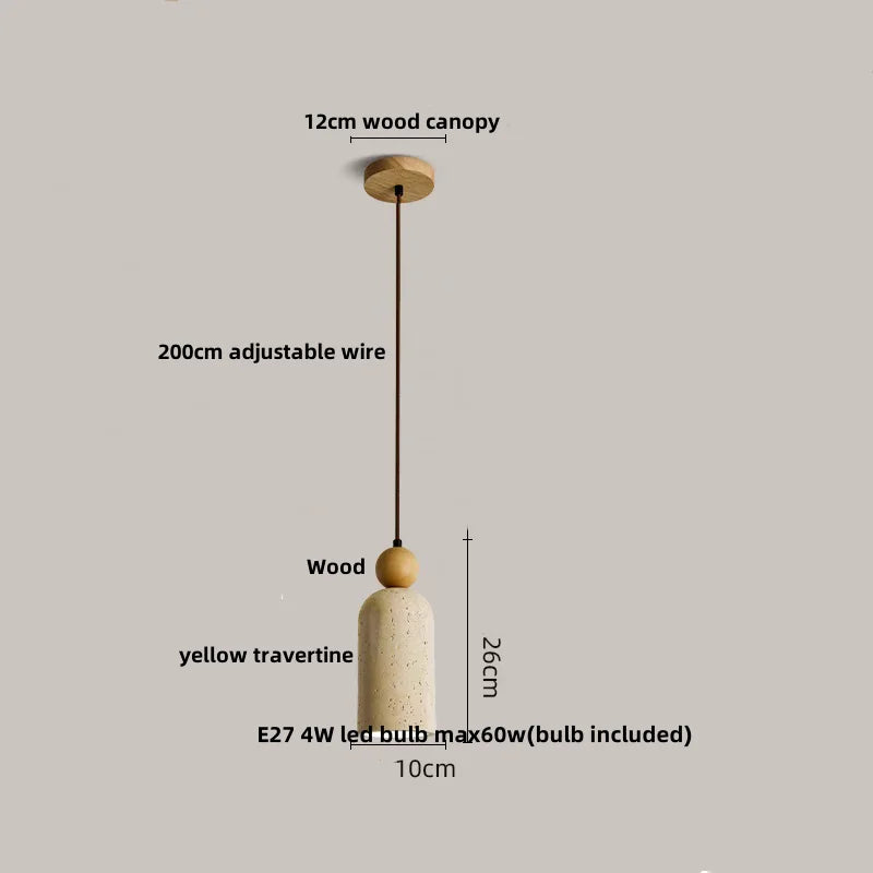 Travertine Globe Pendant Light With White Glass