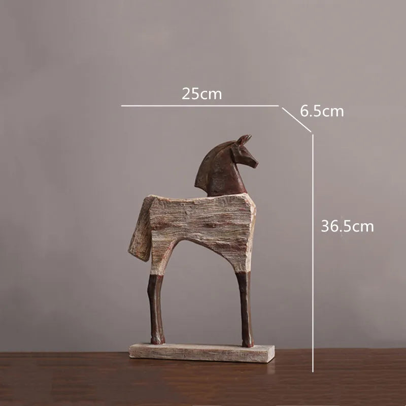 Decorbites™ Pferdeskulptur: Handgefertigtes Holzmaserungsdesign, Tierfigur für die Raumdekoration