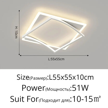 DecorBites™ Geometric Square LED Ceiling Light with Remote Control for Study Living Room Bedroom