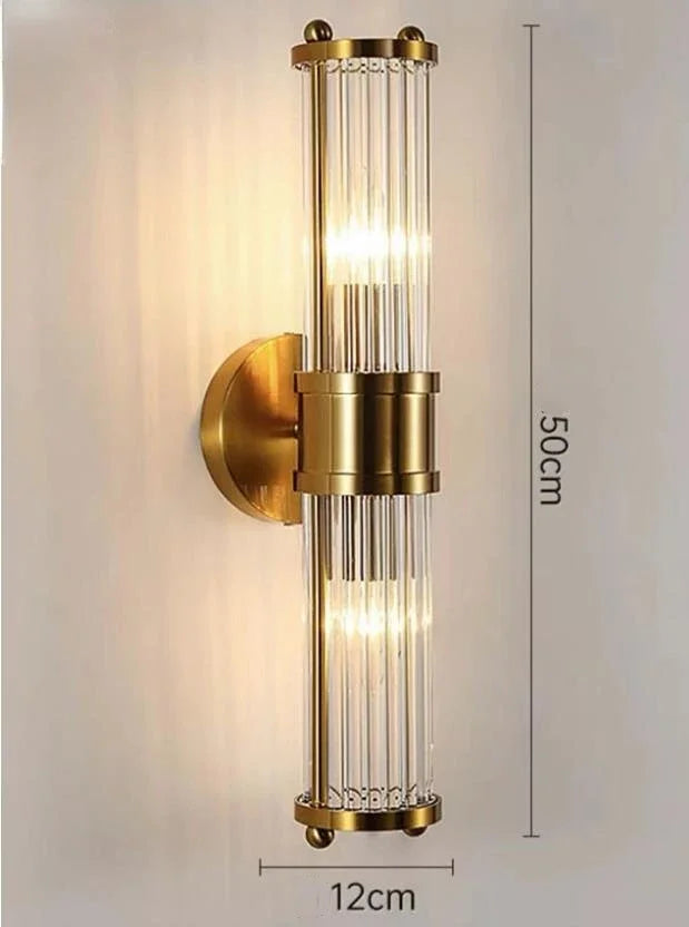 Gold Shimmering Crystal Wall Sconce For Bedroom
