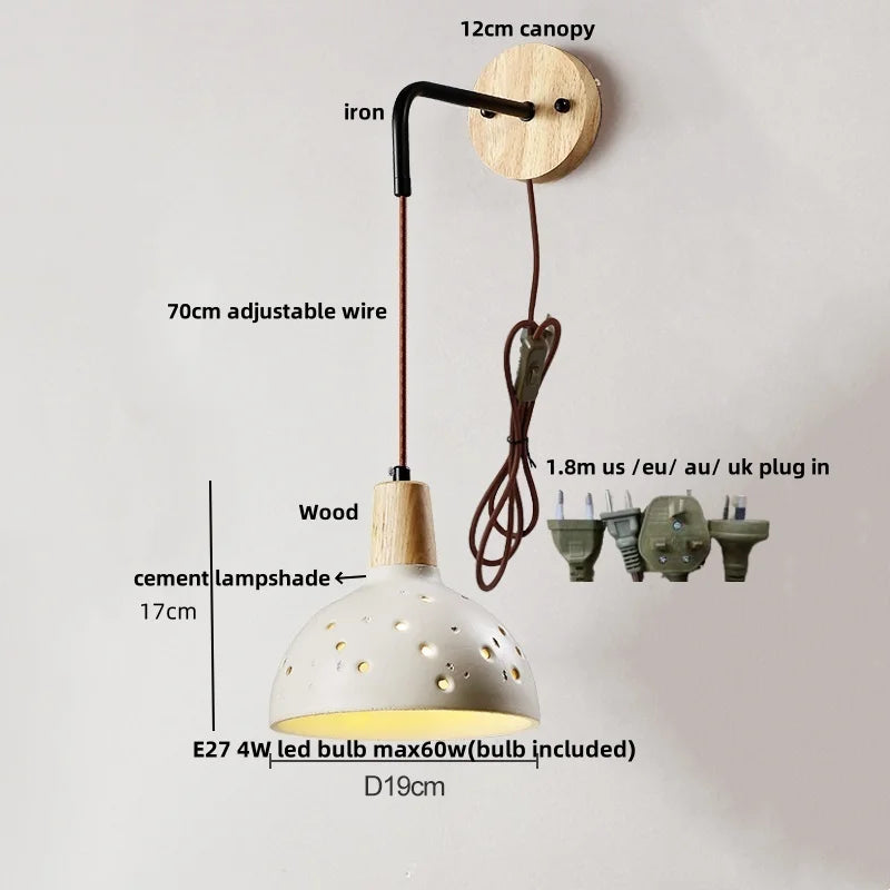 DecorBites™ Japanese Style LED Wood Wall Light with Pull Chain Switch for Bedroom and Restaurant