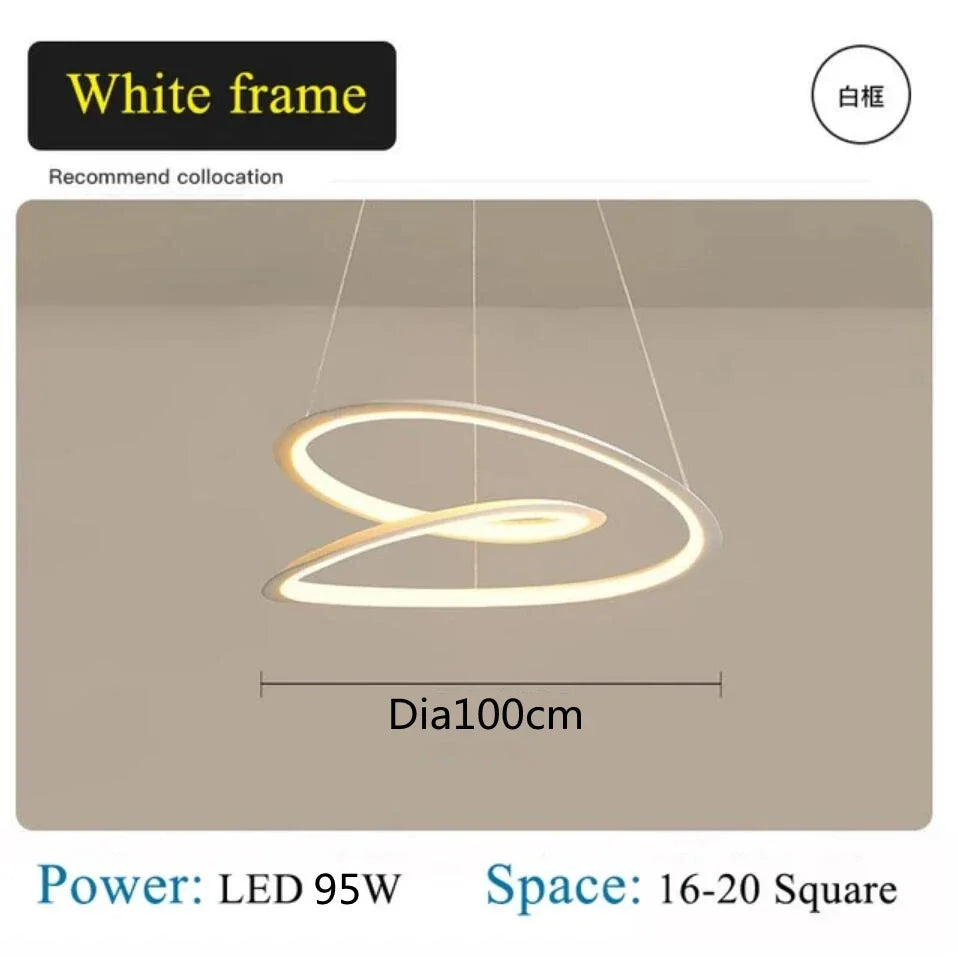 Decorbites™ Kepler Rund LED Kronleuchter für Wohnzimmerdekoration Weißer Pendellampenschirm