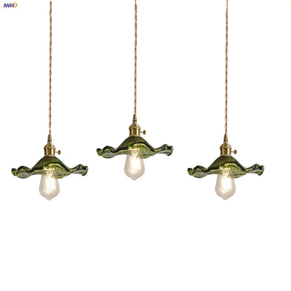 DecorBites™ Green Flower Glass Pendant Light for Kitchen Bar Restaurant, Modern Wire Adjustable Hanging Lamp