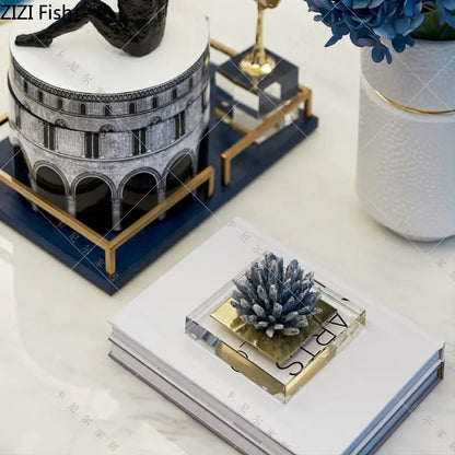 Decorbites™ Kristallblumen-Marmor-Basen-Skulptur: Modernes Kunstwerk für die Wohnzimmer-Dekoration