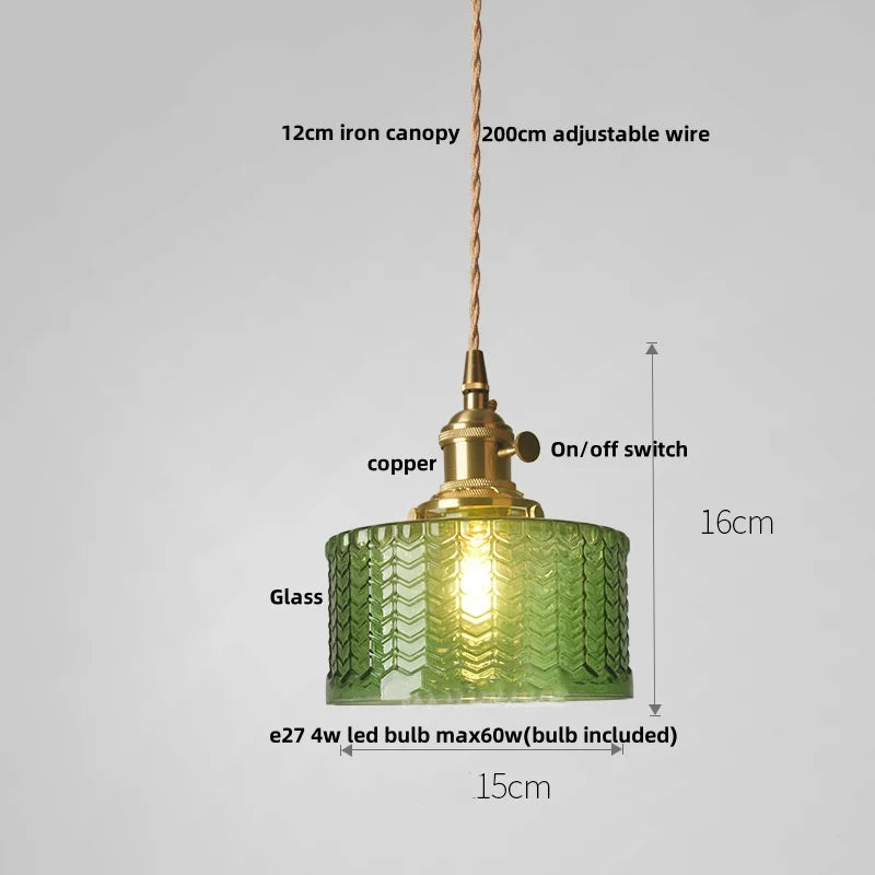 Green Glass Adjustable Pendant