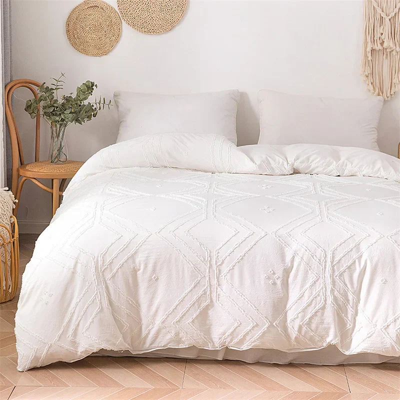 Decorbites™ Geometrisch Geschnittene Blumen-Daunenbezug-Set King Size Hochwertige Bettwäsche