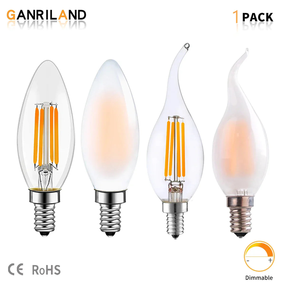 DecorBites™ LED Flame Bulb E12 E14 C35 Retro Candle Filament 4W 6W Dimmable Warm White