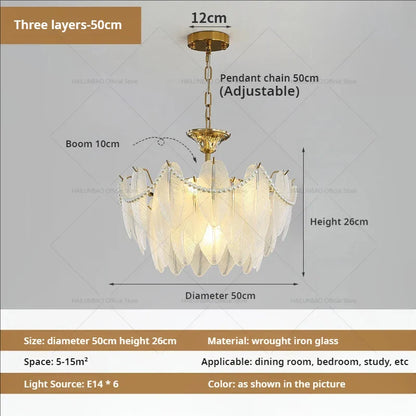 DecorBites™ Cream Wind Feather Pearl Crystal Chandelier for Luxury Living Room and Bedroom