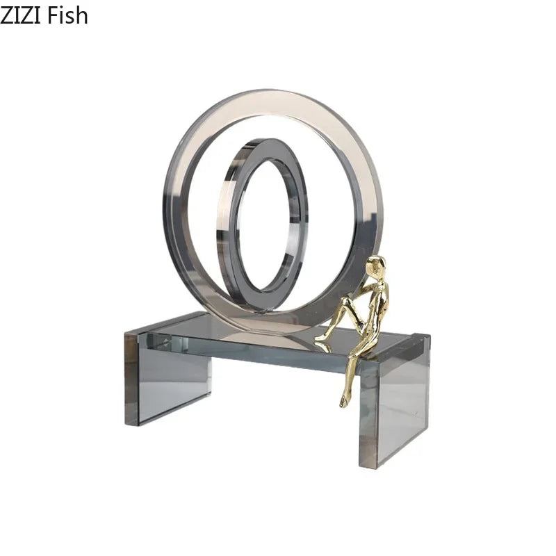 Decorbites™ Kristall Geometrischer Ring Stuhlbasen-Dekor - Goldene Figurenstatue für Raumästhetik