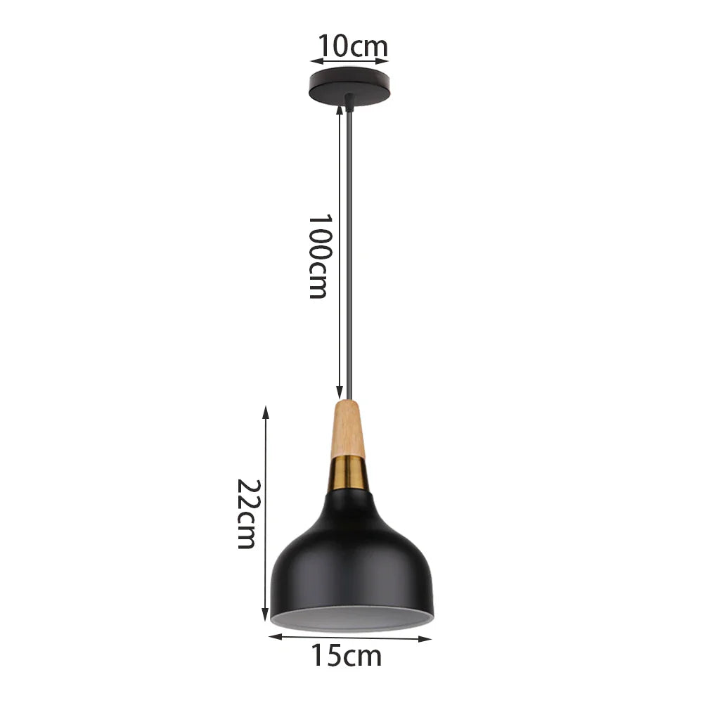Black Wood Industrial Pendant Light