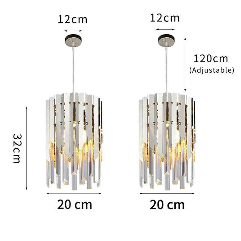 Gold Crystal LED Chandelier K9 3-Head Dia20cm