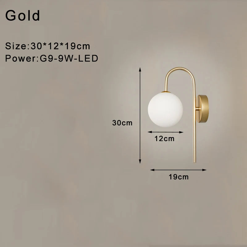 Decorbites™ Frostglas-Kugel-LED-Wandleuchte für Schlafzimmer und Flur