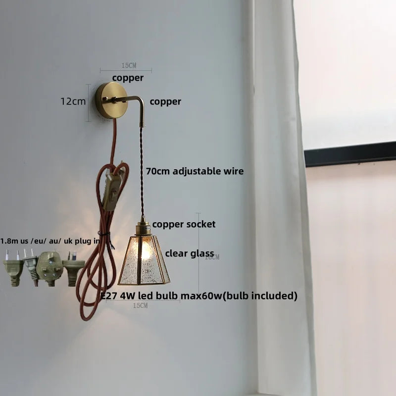 DecorBites™ LED Wall Lights Clear Glass Adjustable Bedside Lamp Nordic Modern Style