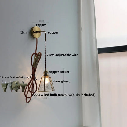 DecorBites™ LED Wall Lights Clear Glass Adjustable Bedside Lamp Nordic Modern Style